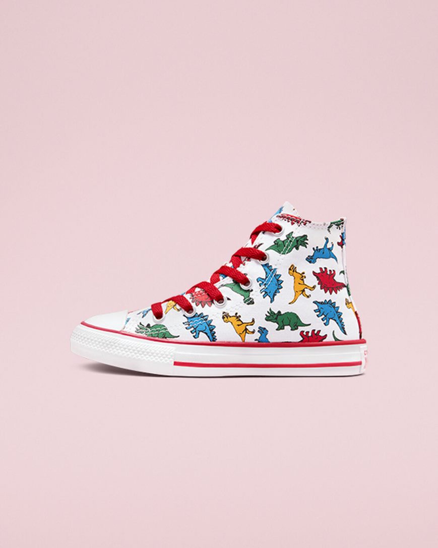 Tenisky Vysoke Converse Chuck Taylor All Star Dinosaurs Dievcenske Biele Červené Modre | SK YHLQU4